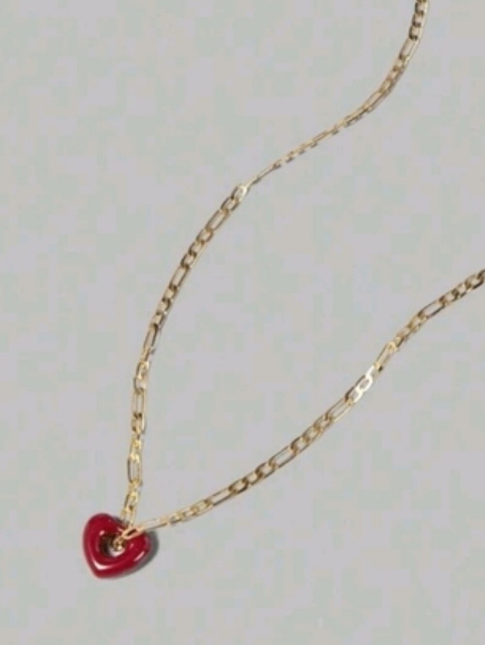 Red enamel heart on gp 17" chain; nwot